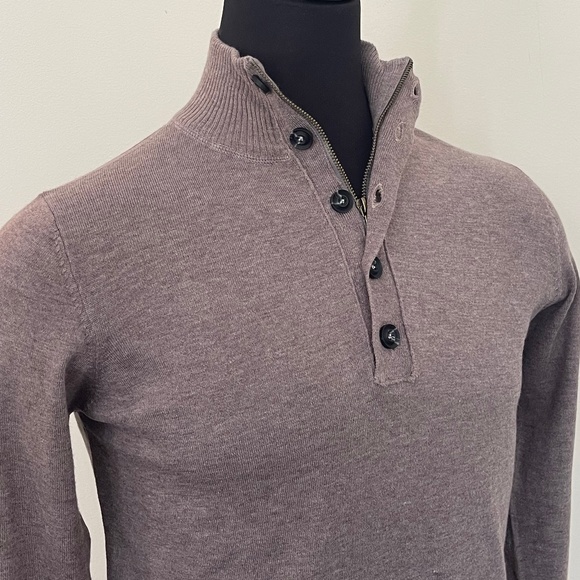New Hugo Boss Half Zip Buttons Brown Camel Sweater Pullover - Picture 1 of 6